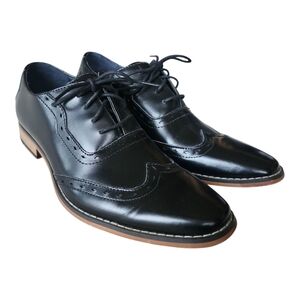 Classic Black Leather Men's Dress Shoes Gatsby Retro Old Money 8